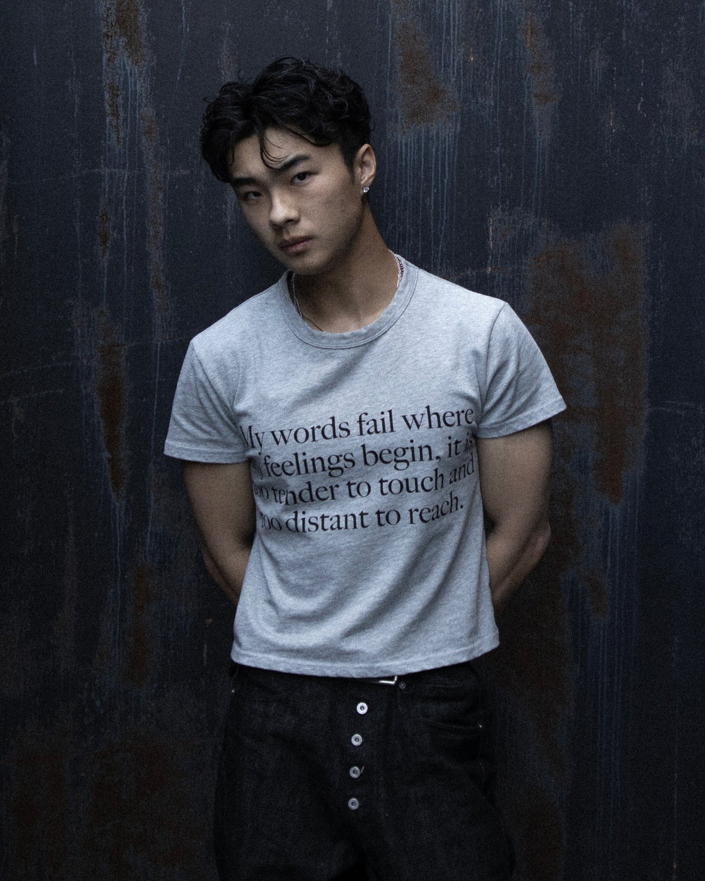 "WORDS FAIL" GREY BABY T